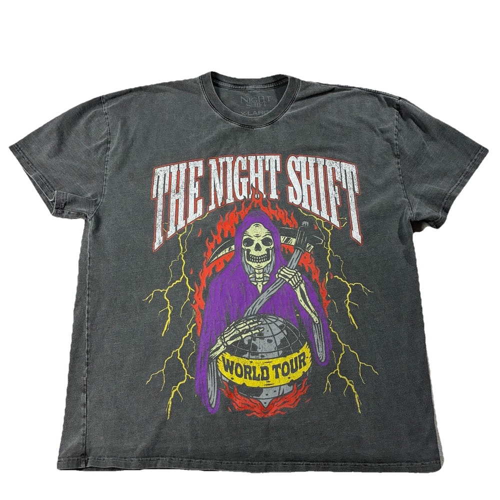 Night Shift World Tour Heavyweight Tee Vintage Wash Black Men's  XL Street Wear